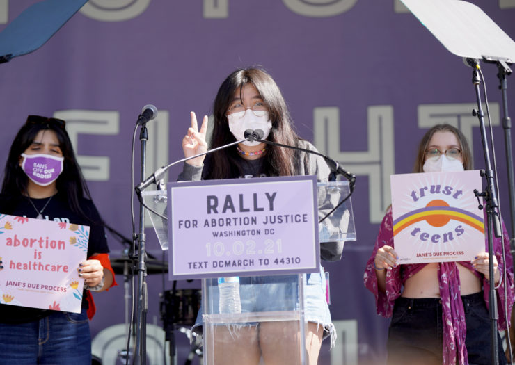 Teens protesting SB 8. Abortion is now incredibly difficult to access in Texas, and that’s especially true for young people, who already faced significant hurdles even before SB 8 went into effect.  Leigh Vogel/Getty Images for Women's March