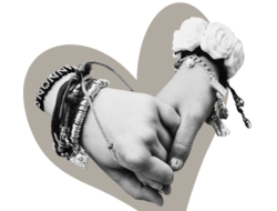 image of two hands with friendship bracelets holding hands so sweetly